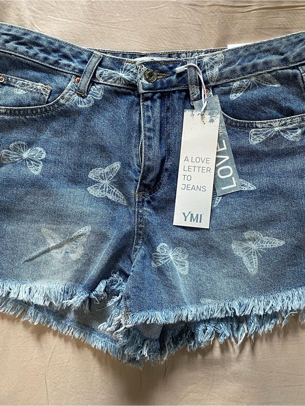 YMI Light Wash Denim Shorts with Classic Stitching